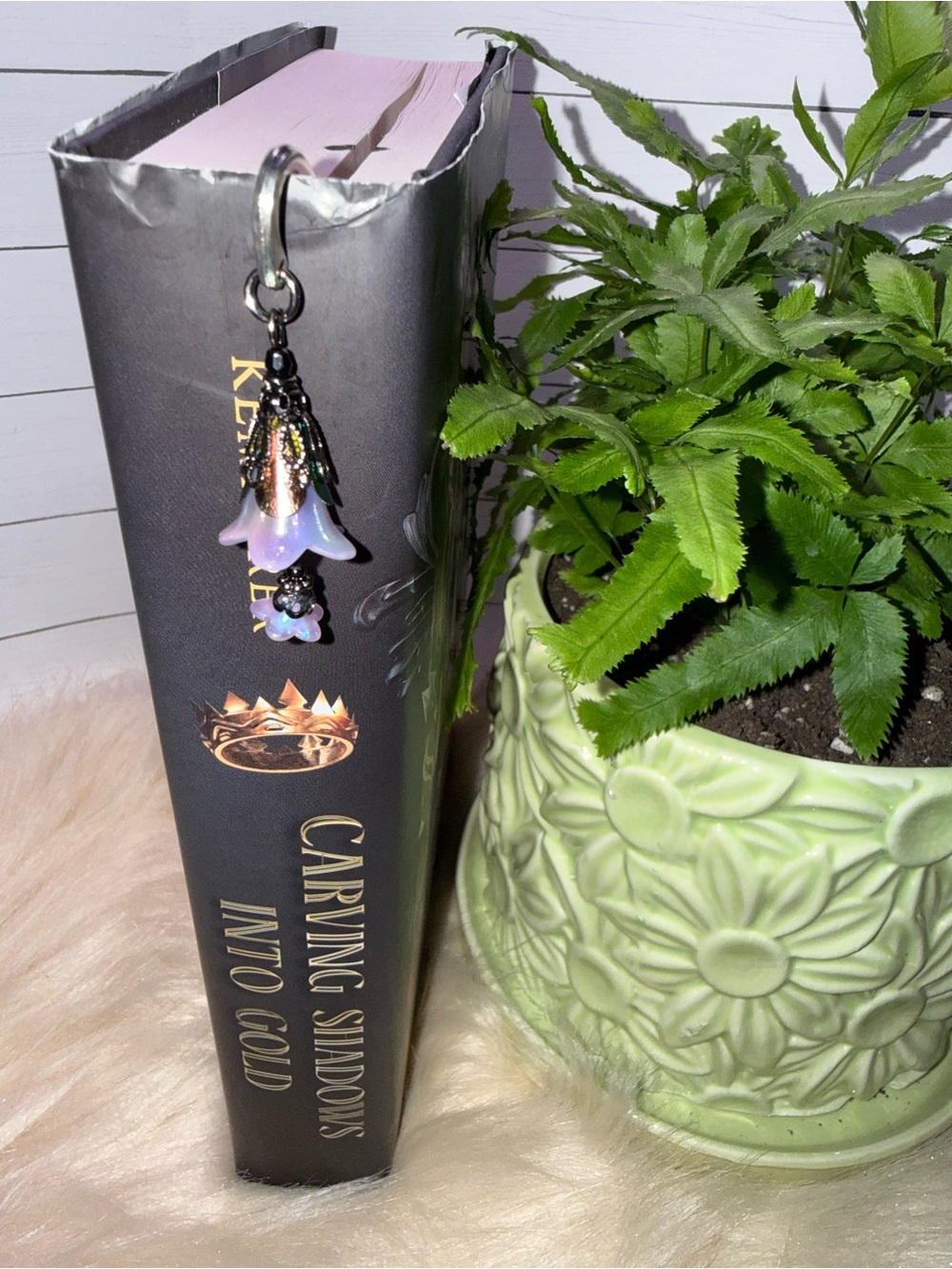 Handmade Lavender Iridescent Flower Bookmark
